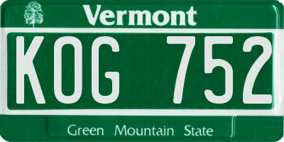 VT license plate KOG752