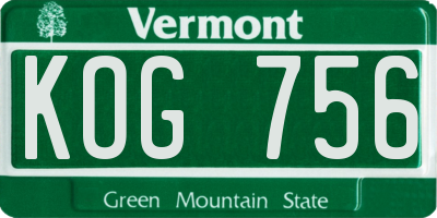 VT license plate KOG756