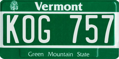 VT license plate KOG757