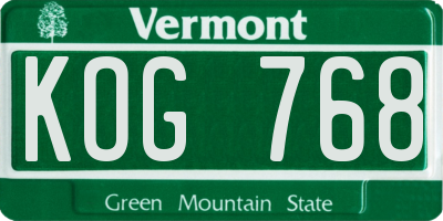 VT license plate KOG768