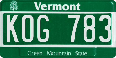 VT license plate KOG783