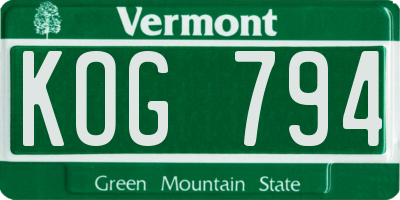 VT license plate KOG794