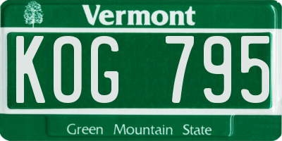 VT license plate KOG795