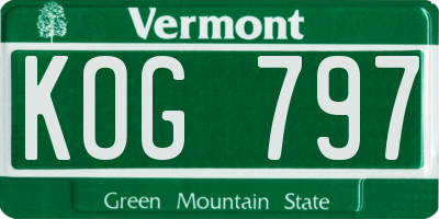 VT license plate KOG797