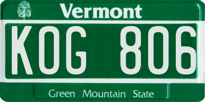 VT license plate KOG806