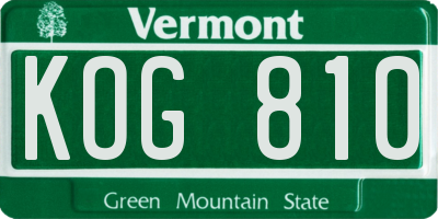 VT license plate KOG810
