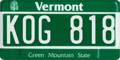 VT license plate KOG818