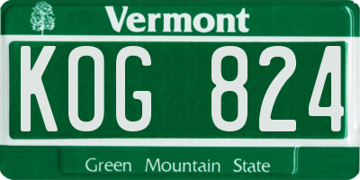 VT license plate KOG824