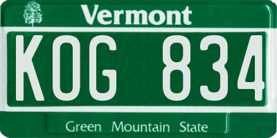 VT license plate KOG834