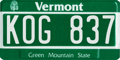 VT license plate KOG837