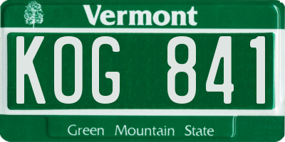 VT license plate KOG841