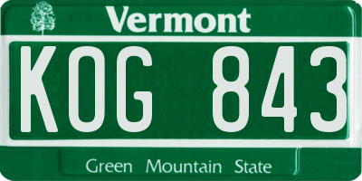 VT license plate KOG843