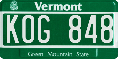 VT license plate KOG848
