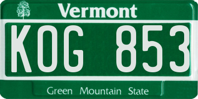 VT license plate KOG853