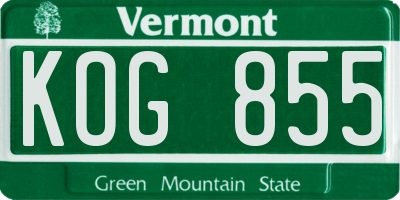 VT license plate KOG855