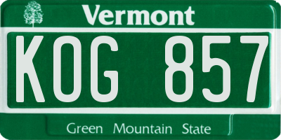 VT license plate KOG857