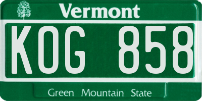 VT license plate KOG858