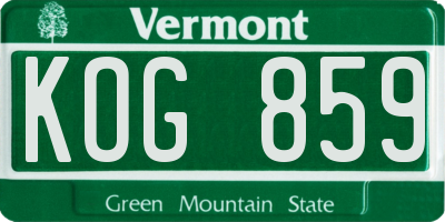 VT license plate KOG859