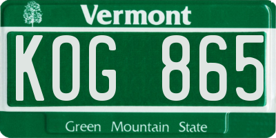 VT license plate KOG865