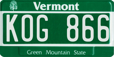 VT license plate KOG866