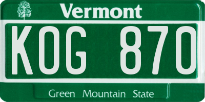 VT license plate KOG870