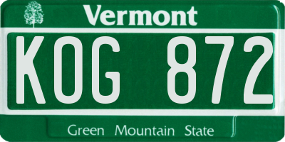 VT license plate KOG872