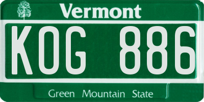 VT license plate KOG886