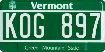 VT license plate KOG897