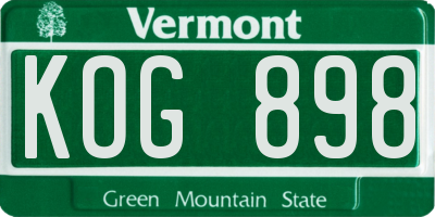 VT license plate KOG898
