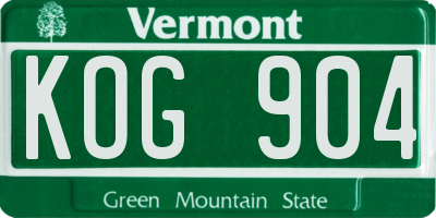 VT license plate KOG904