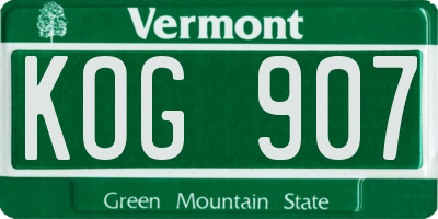 VT license plate KOG907
