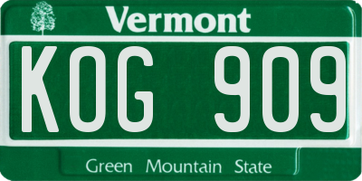 VT license plate KOG909