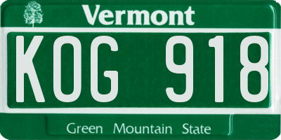 VT license plate KOG918