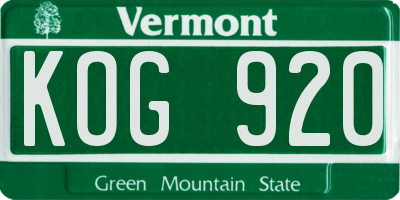 VT license plate KOG920