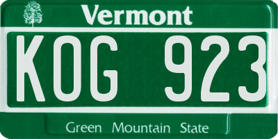 VT license plate KOG923