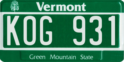 VT license plate KOG931