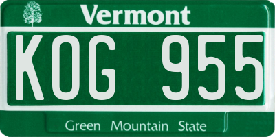 VT license plate KOG955