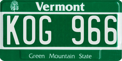 VT license plate KOG966