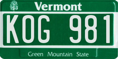VT license plate KOG981