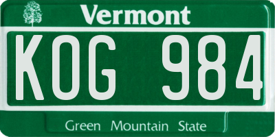 VT license plate KOG984