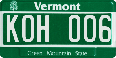 VT license plate KOH006