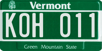 VT license plate KOH011