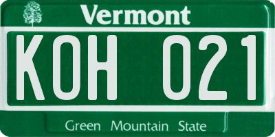 VT license plate KOH021