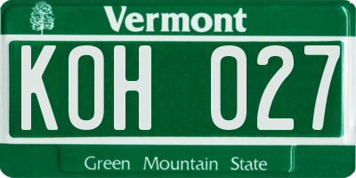 VT license plate KOH027
