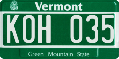 VT license plate KOH035