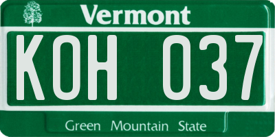VT license plate KOH037
