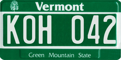 VT license plate KOH042