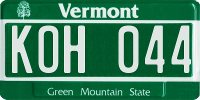 VT license plate KOH044