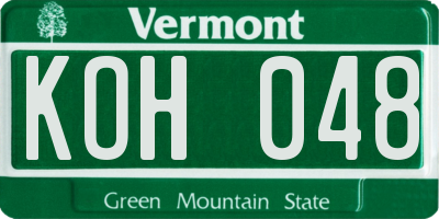 VT license plate KOH048