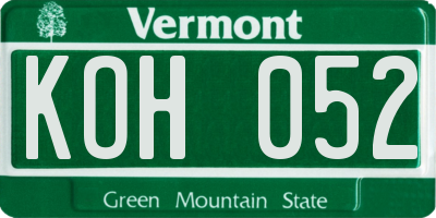 VT license plate KOH052